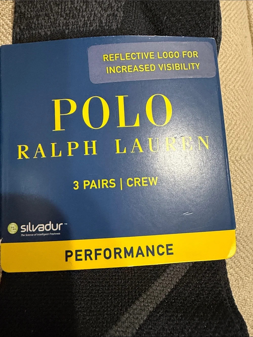 Polo by Ralph Lauren Black Performance Crew Socks (3 Pairs)sock size 10-13 shoe